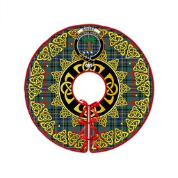 ScotsTee Shop Scottish Bisset Modern Clan Crest Tartan Christmas Tree Skirt Golden Celtic Heritage