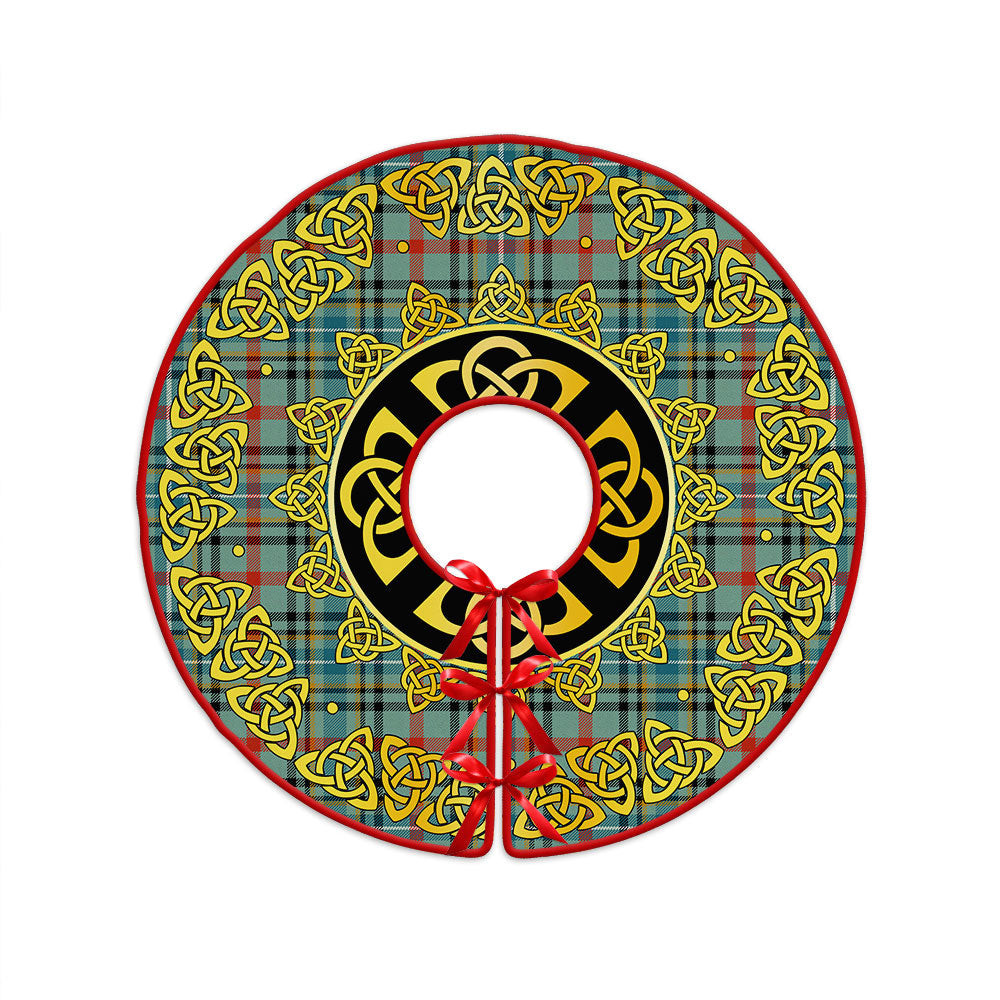 ScotsTee Shop Scottish Bisset Ancient Clan Crest Tartan Christmas Tree Skirt Golden Celtic Heritage