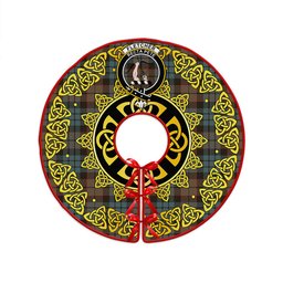 ScotsTee Shop Scottish Fletcher Family Weathered Clan Crest Tartan Christmas Tree Skirt Golden Celtic Heritage