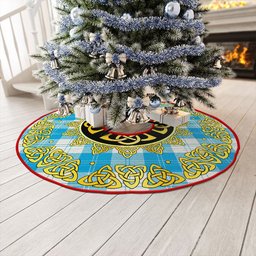 ScotsTee Shop Scottish Erskine Blue Clan Crest Tartan Christmas Tree Skirt Golden Celtic Heritage