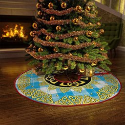 ScotsTee Shop Scottish Erskine Blue Clan Crest Tartan Christmas Tree Skirt Golden Celtic Heritage