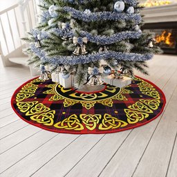 ScotsTee Shop Scottish Brown (Broun) Modern Clan Crest Tartan Christmas Tree Skirt Golden Celtic Heritage