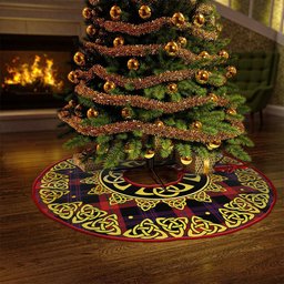 ScotsTee Shop Scottish Brown (Broun) Modern Clan Crest Tartan Christmas Tree Skirt Golden Celtic Heritage