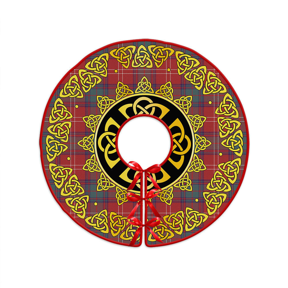 ScotsTee Shop Scottish Chisholm Weathered Clan Crest Tartan Christmas Tree Skirt Golden Celtic Heritage