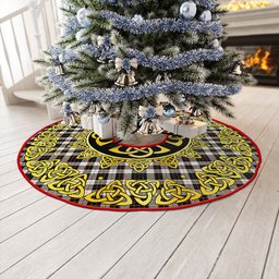 ScotsTee Shop Scottish Brodie Black & White Clan Crest Tartan Christmas Tree Skirt Golden Celtic Heritage