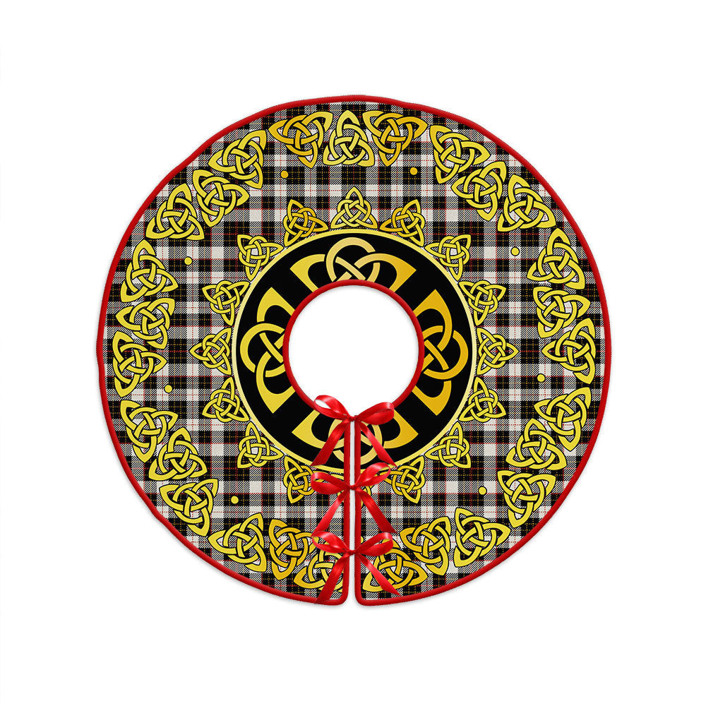 ScotsTee Shop Scottish Brodie Black & White Clan Crest Tartan Christmas Tree Skirt Golden Celtic Heritage