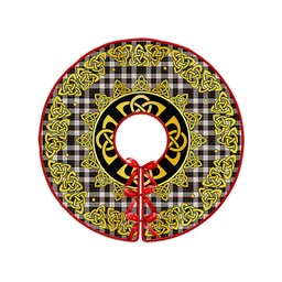 ScotsTee Shop Scottish Brodie Black & White Clan Crest Tartan Christmas Tree Skirt Golden Celtic Heritage