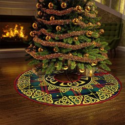 ScotsTee Shop Scottish Deas Modern Clan Crest Tartan Christmas Tree Skirt Golden Celtic Heritage
