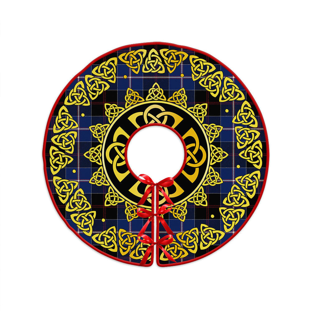 ScotsTee Shop Scottish Dunlop Modern Clan Crest Tartan Christmas Tree Skirt Golden Celtic Heritage