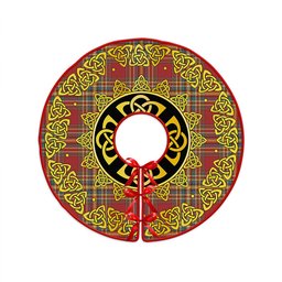 ScotsTee Shop Scottish Chattan Weathered Clan Crest Tartan Christmas Tree Skirt Golden Celtic Heritage
