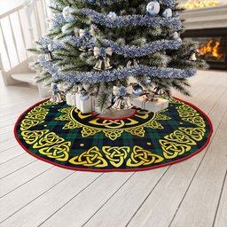 ScotsTee Shop Scottish Campbell Modern 2 Clan Crest Tartan Christmas Tree Skirt Golden Celtic Heritage