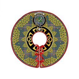 ScotsTee Shop Scottish Crichton (Creighton) Weathered Clan Crest Tartan Christmas Tree Skirt Golden Celtic Heritage