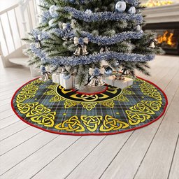 ScotsTee Shop Scottish Clark (Clergy) Weathered Clan Crest Tartan Christmas Tree Skirt Golden Celtic Heritage