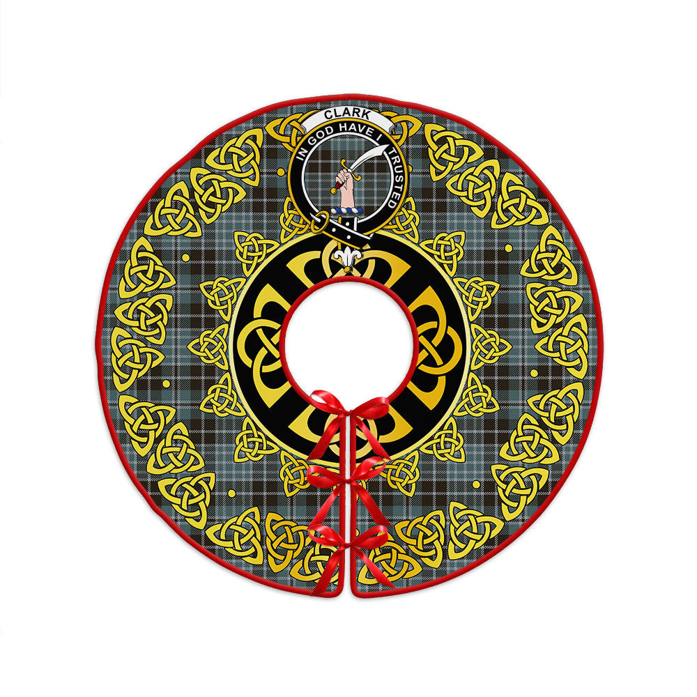 ScotsTee Shop Scottish Clark (Clergy) Weathered Clan Crest Tartan Christmas Tree Skirt Golden Celtic Heritage