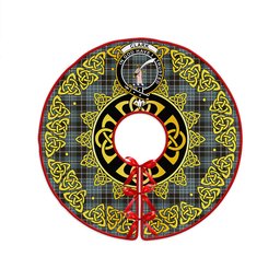 ScotsTee Shop Scottish Clark (Clergy) Weathered Clan Crest Tartan Christmas Tree Skirt Golden Celtic Heritage
