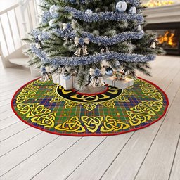 ScotsTee Shop Scottish Bowie Modern Clan Crest Tartan Christmas Tree Skirt Golden Celtic Heritage