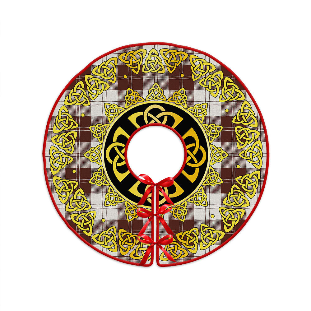 ScotsTee Shop Scottish Erskine Burgundy Clan Crest Tartan Christmas Tree Skirt Golden Celtic Heritage