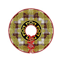 ScotsTee Shop Scottish Erskine Burgundy Clan Crest Tartan Christmas Tree Skirt Golden Celtic Heritage