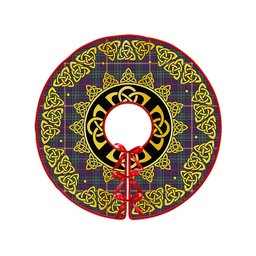 ScotsTee Shop Scottish MacAinsh Weathered Clan Crest Tartan Christmas Tree Skirt Golden Celtic Heritage