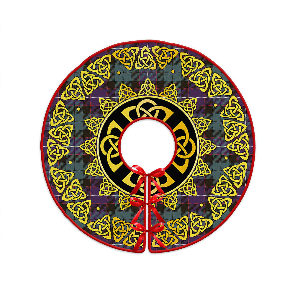 ScotsTee Shop Scottish Hunter Weathered Clan Crest Tartan Christmas Tree Skirt Golden Celtic Heritage