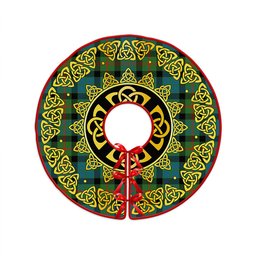 ScotsTee Shop Scottish Gunn Ancient Clan Crest Tartan Christmas Tree Skirt Golden Celtic Heritage