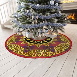 ScotsTee Shop Scottish Leslie Weathered Clan Crest Tartan Christmas Tree Skirt Golden Celtic Heritage