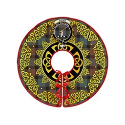 ScotsTee Shop Scottish Gunn Weathered Clan Crest Tartan Christmas Tree Skirt Golden Celtic Heritage