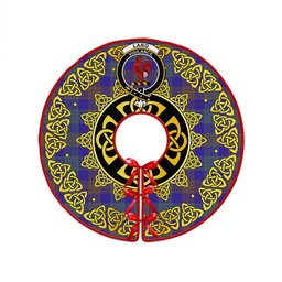 ScotsTee Shop Scottish Lang (Laing) Weathered Clan Crest Tartan Christmas Tree Skirt Golden Celtic Heritage