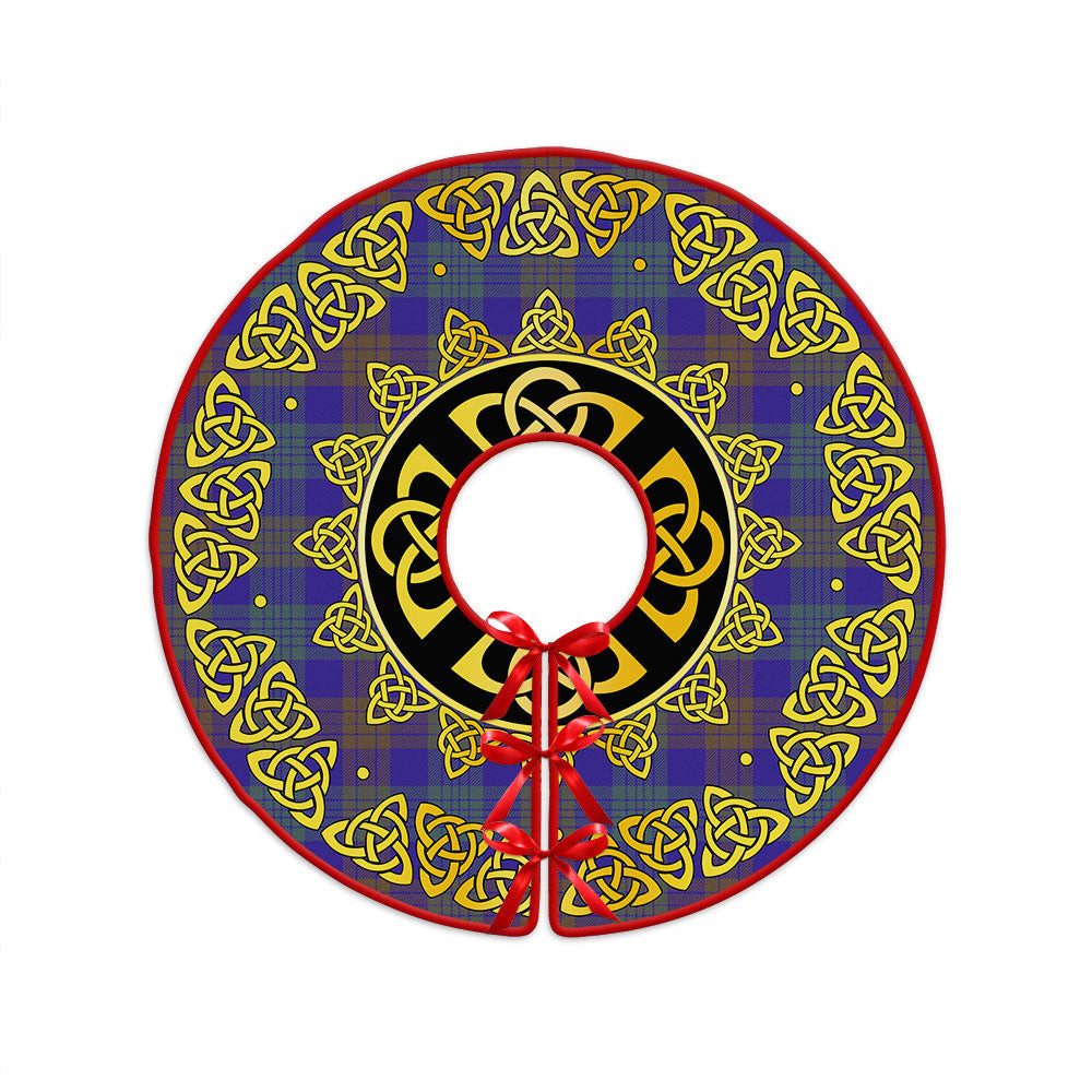 ScotsTee Shop Scottish Lang (Laing) Weathered Clan Crest Tartan Christmas Tree Skirt Golden Celtic Heritage