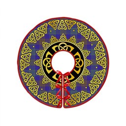 ScotsTee Shop Scottish Lang (Laing) Weathered Clan Crest Tartan Christmas Tree Skirt Golden Celtic Heritage