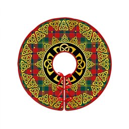ScotsTee Shop Scottish Hutcheson Modern Clan Crest Tartan Christmas Tree Skirt Golden Celtic Heritage