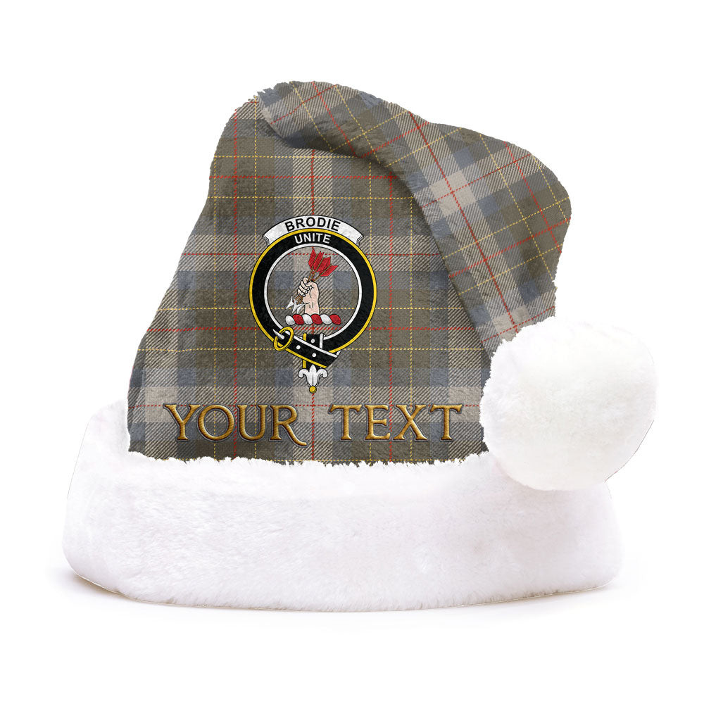 ScotsTee Shop Scottish Brodie Silver (Brodie Muted) Ancient Clan Badge Tartan Plush Christmas Hat