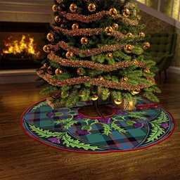 ScotsTee Shop Scottish Alexander Hunting Ancient Clan Crest Tartan Christmas Tree Skirt Scottish Thistle Design