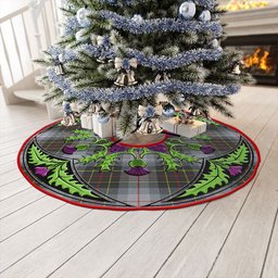 ScotsTee Shop Scottish Brodie Silver (Brodie Muted) Modern Clan Crest Tartan Christmas Tree Skirt Scottish Thistle Design