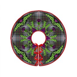 ScotsTee Shop Scottish Brodie Silver (Brodie Muted) Modern Clan Crest Tartan Christmas Tree Skirt Scottish Thistle Design