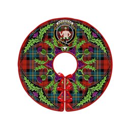 ScotsTee Shop Scottish Aitken Ancient Clan Crest Tartan Christmas Tree Skirt Scottish Thistle Design