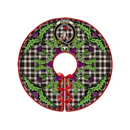 ScotsTee Shop Scottish Brodie Black & White Clan Crest Tartan Christmas Tree Skirt Scottish Thistle Design