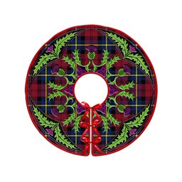 ScotsTee Shop Scottish Aitken Modern Clan Crest Tartan Christmas Tree Skirt Scottish Thistle Design