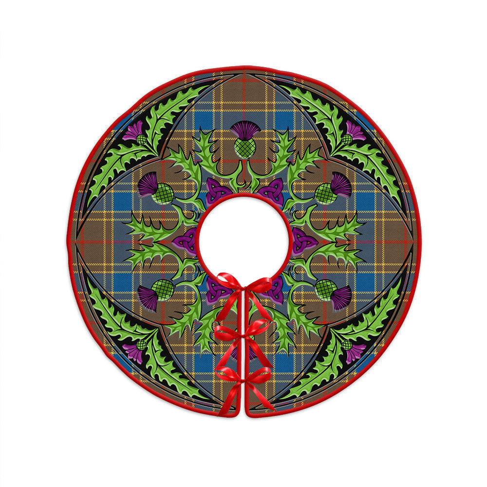 ScotsTee Shop Scottish Balfour Ancient Clan Crest Tartan Christmas Tree Skirt Scottish Thistle Design