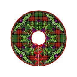 ScotsTee Shop Scottish Blackstock Hunting Ancient Clan Crest Tartan Christmas Tree Skirt Scottish Thistle Design