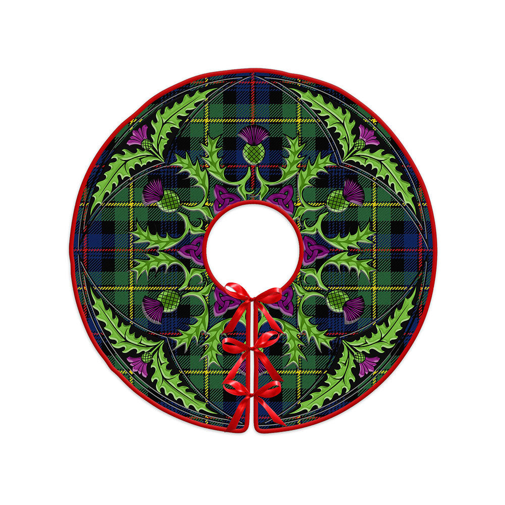 ScotsTee Shop Scottish Baillie Modern Clan Crest Tartan Christmas Tree Skirt Scottish Thistle Design