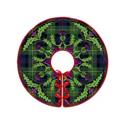ScotsTee Shop Scottish Baillie Modern Clan Crest Tartan Christmas Tree Skirt Scottish Thistle Design