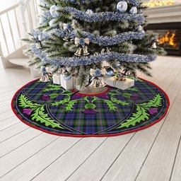 ScotsTee Shop Scottish Baird Modern Clan Crest Tartan Christmas Tree Skirt Scottish Thistle Design