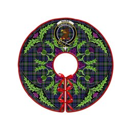 ScotsTee Shop Scottish Baird Modern Clan Crest Tartan Christmas Tree Skirt Scottish Thistle Design