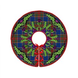 ScotsTee Shop Scottish Beattie Modern Clan Crest Tartan Christmas Tree Skirt Scottish Thistle Design