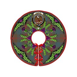ScotsTee Shop Scottish Agnew (MacAgnew) Weathered Clan Crest Tartan Christmas Tree Skirt Scottish Thistle Design