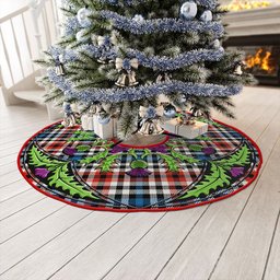 ScotsTee Shop Scottish Bell Border (Bell Southern Bell) Ancient Clan Crest Tartan Christmas Tree Skirt Scottish Thistle Design
