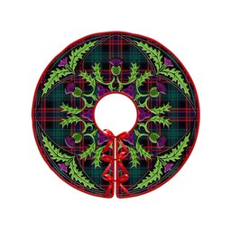 ScotsTee Shop Scottish Alexander Hunting Modern Clan Crest Tartan Christmas Tree Skirt Scottish Thistle Design