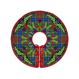 ScotsTee Shop Scottish Bethune Modern Clan Crest Tartan Christmas Tree Skirt Scottish Thistle Design