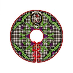 ScotsTee Shop Scottish Brodie Black & White Weathered Clan Crest Tartan Christmas Tree Skirt Scottish Thistle Design